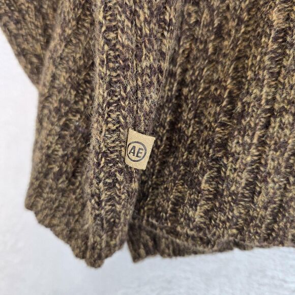 American Eagle Outfitters Sweater Mens Sz XXL Brown Red Half Zip Wool Mock Neck - Picture 10 of 15